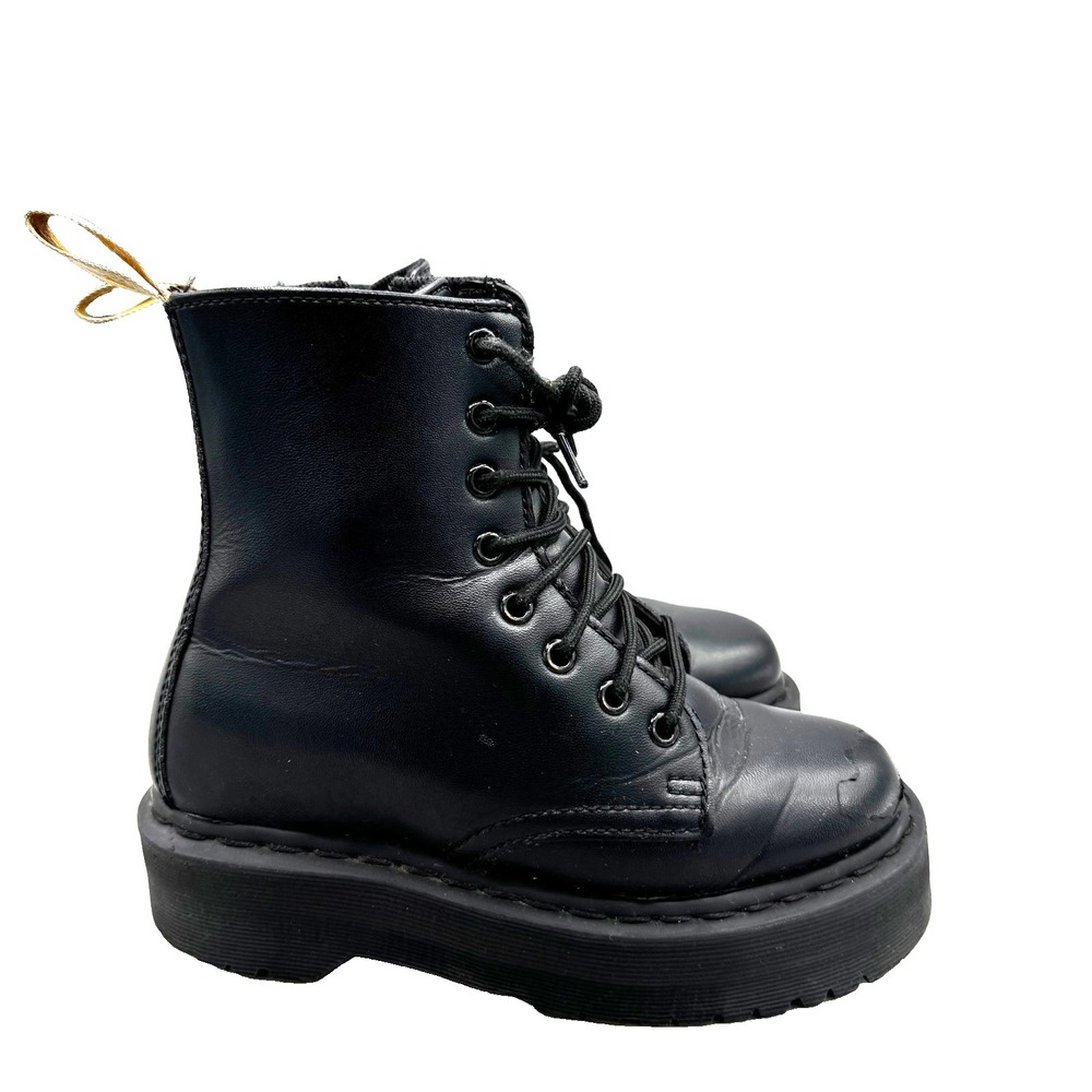 Dr. Martens Vegan Jadon II Mono Platform Boots Youth Unisex‎ 4-5 Black Side Zip